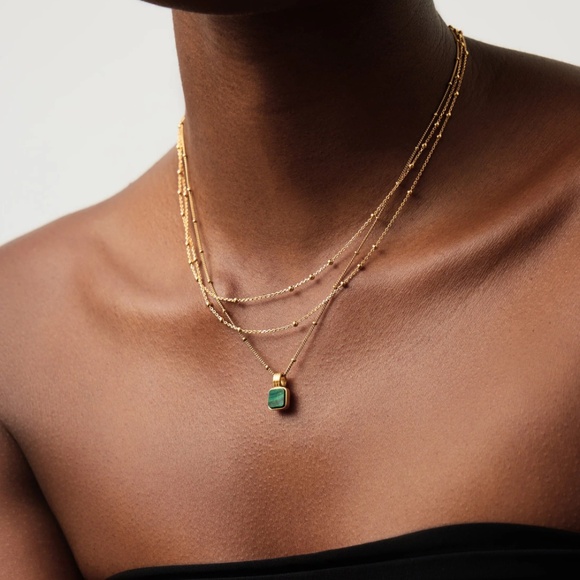 Missoma LUCY WILLIAMS SQUARE MALACHITE NECKLACE RP $196.00 - Picture 5 of 5